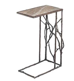 Indoor/Outdoor Branchwater Pull-Up Table with Marble Top