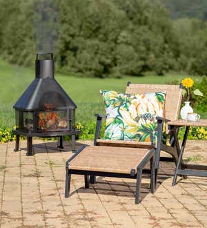 Claytor Eucalyptus Outdoor Furniture, Chair and Ottoman, 2-Piece Set