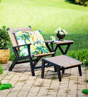 Claytor Eucalyptus Outdoor 2 Chairs and 2 Ottomans with Table, 5-Piece Set