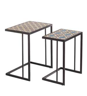 Handmade Ceramic Tile Nesting Tables, Set of 2