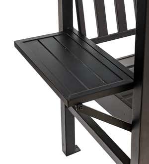 Cast Aluminum Arbor Bench Pergola with Side Tables - Black
