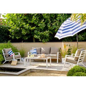 Green Spring Aluminum 4-Piece Outdoor Seating Set with Cushions - White