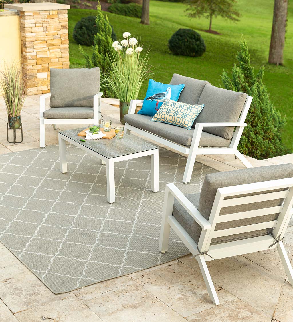 Green Spring Aluminum 4-Piece Outdoor Seating Set with Cushions