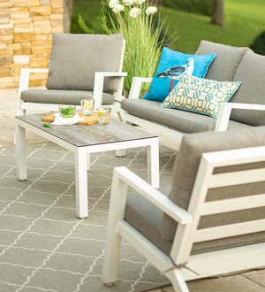 Green Spring Aluminum 4-Piece Outdoor Seating Set with Cushions - White