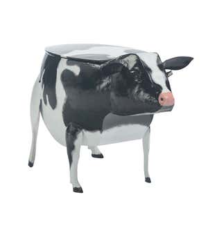 Metal Cow Accent Table with Storage Compartment