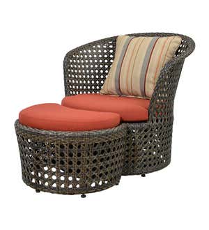 Wicker Conversation Set with Ottomans and Sunbrella Cushions, 5-Piece Set