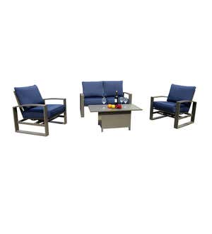 Deep Seat Lounge Furniture with Cushions and Hidden-Cooler Coffee Table, 4-Piece Set