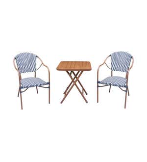 Resin Wicker Bistro Set with Folding Table, 3-Piece