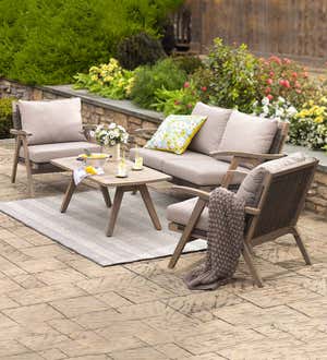 Timberwood Acacia Wood Outdoor Seating Set with Cushions, 4-Piece Set