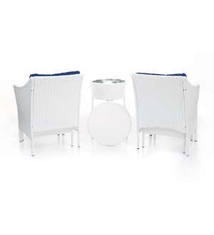 Harbor Moon Chat Set with Hideaway Ottomans and Cooler Table - White
