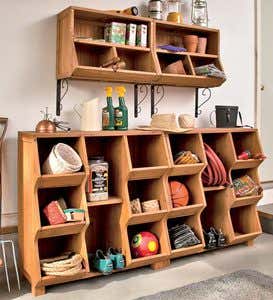DIY Storage Console -{With Cabinets, Shelves, and Cubbies!}