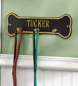 Personalized Leash Holder - Black with Gold