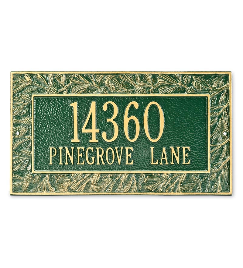 Cast Aluminum Pine Cone Address Lawn Plaque