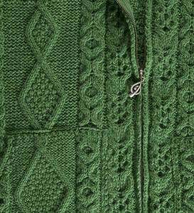 Women's Zip-Up Irish Sweater in Merino Wool