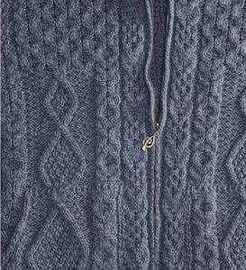 Women's Zip-Up Irish Sweater in Merino Wool