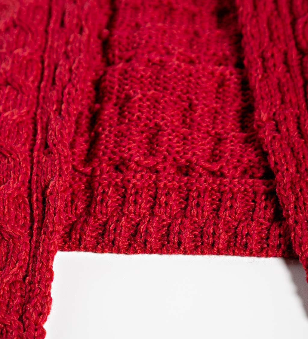 Women's Irish Merino Wool Throw Over Wrap Sweater - Red | Plow