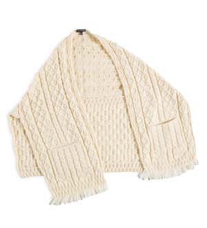 Women's Irish Merino Wool Throw Over Wrap Sweater