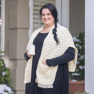 Women's Irish Merino Wool Throw Over Wrap Sweater