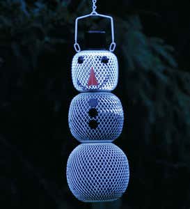 Three-Tier Metal Solar Snowman No-No Bird Feeder