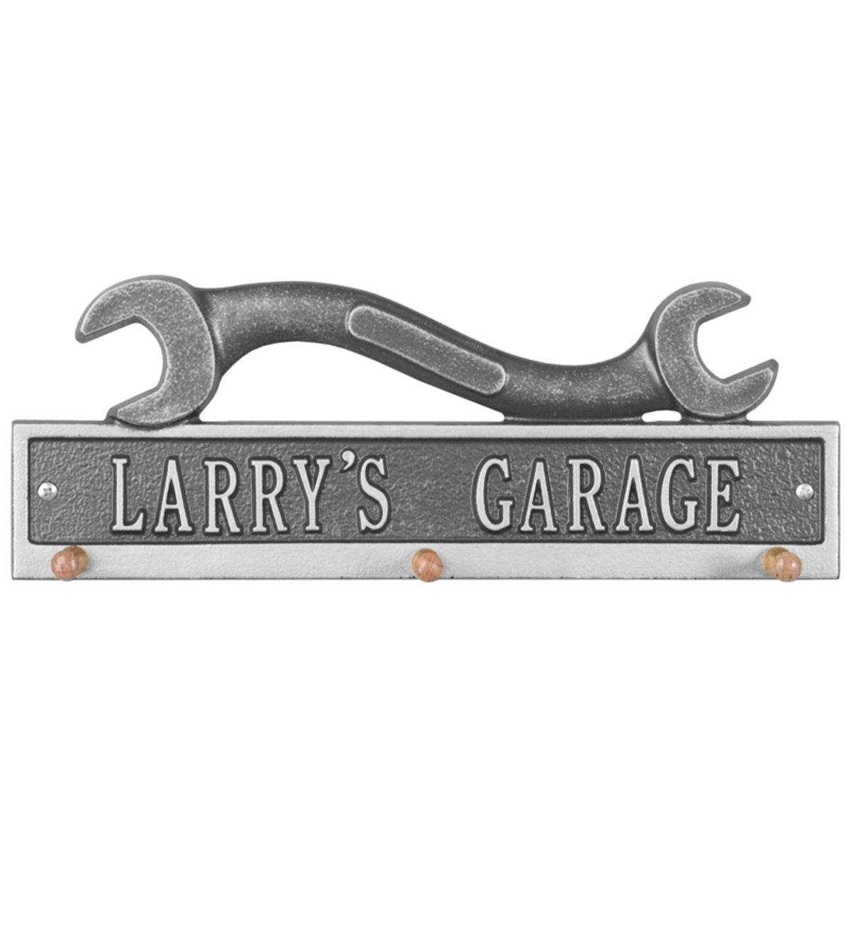 American-Made Personalized Wrench Hook Plaque In Cast Aluminum