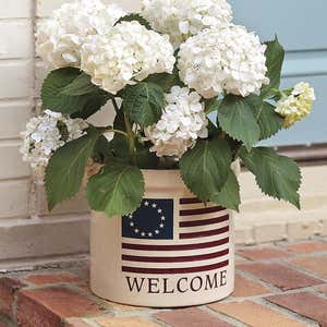 USA-Made Americana Welcome Stoneware Crock