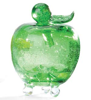 Handmade Crackle Glass Apple Fruit Fly Trap - Green