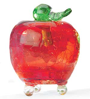 Handmade Crackle Glass Apple Fruit Fly Trap - Amber