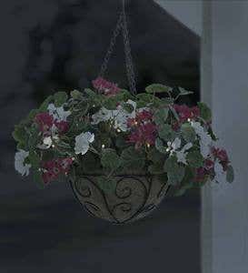 Lighted Geranium Hanging Basket