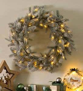 Frosted Grandis Fir Lighted Wreath