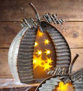 Lighted Galvanized Metal Pumpkin