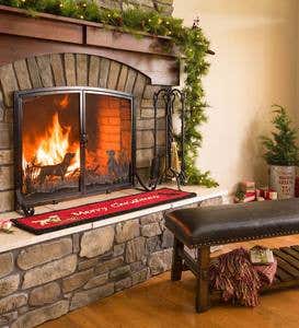 Small Retriever Dogs Fireplace Screen with Doors