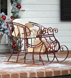 Red Metal Holiday Sleigh