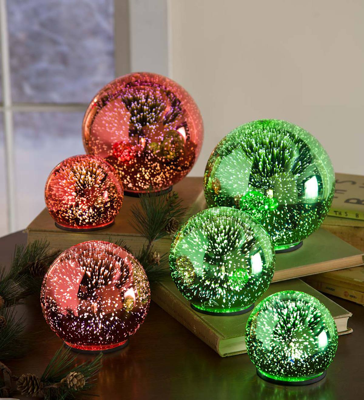 3D Lighted Glass Balls, Set of 3
