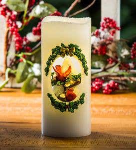 LED Cardinal Christmas Candle