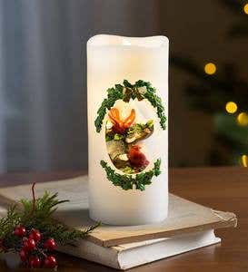 LED Cardinal Christmas Candle