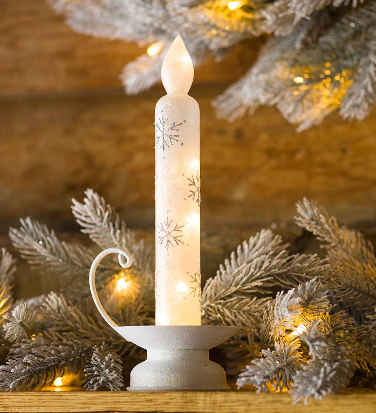 Lighted Glass Holiday Candlestick