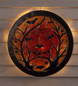 3D Lighted Halloween Jack-O-Lantern Recycled Oil Drum Lid Wall Art