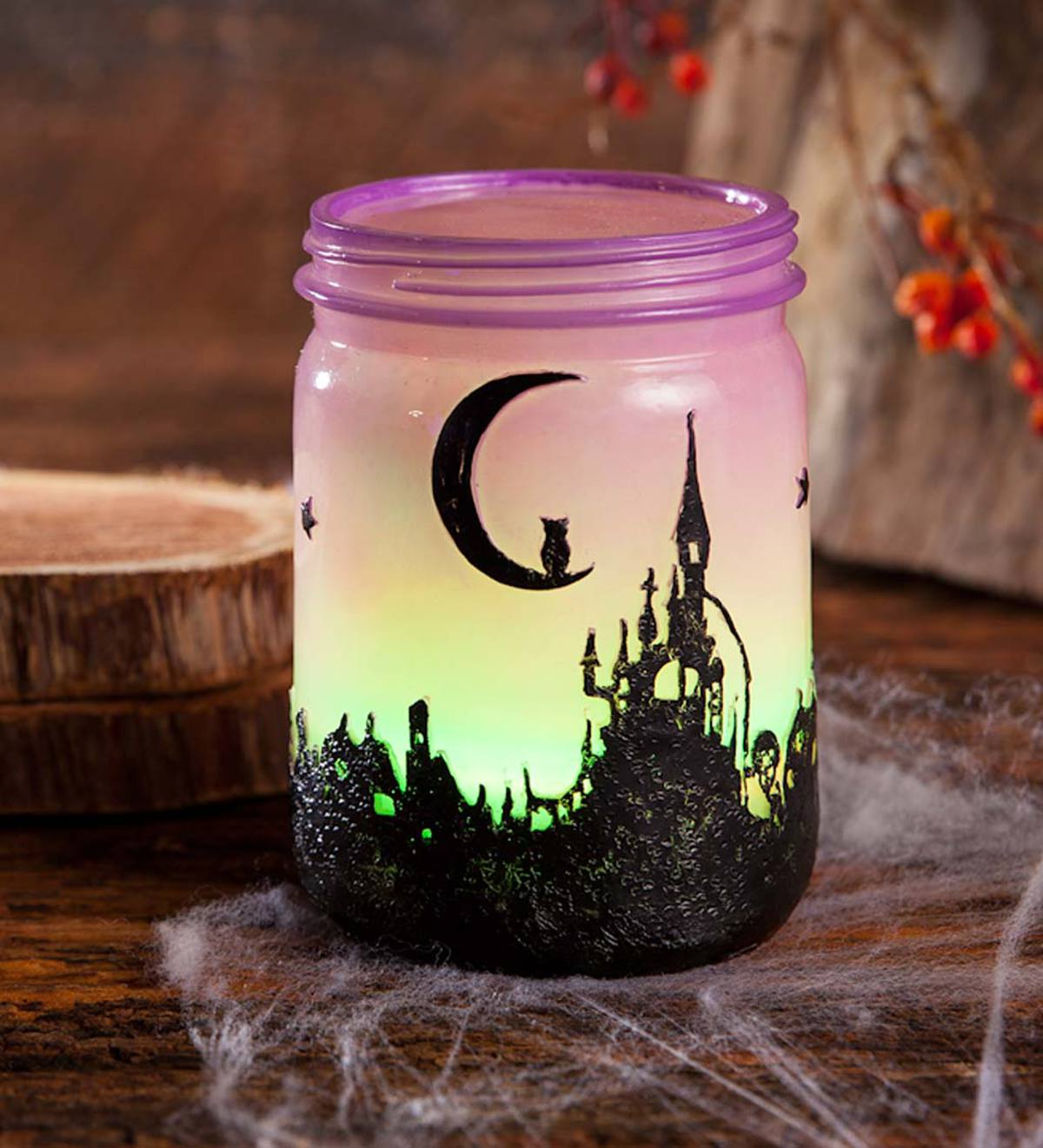 Color Changing Lighted Halloween Jar, Small