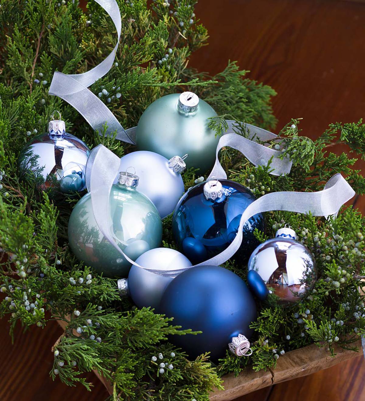 Winter Wonderland Glass Christmas Tree Ornaments, Set of 42
