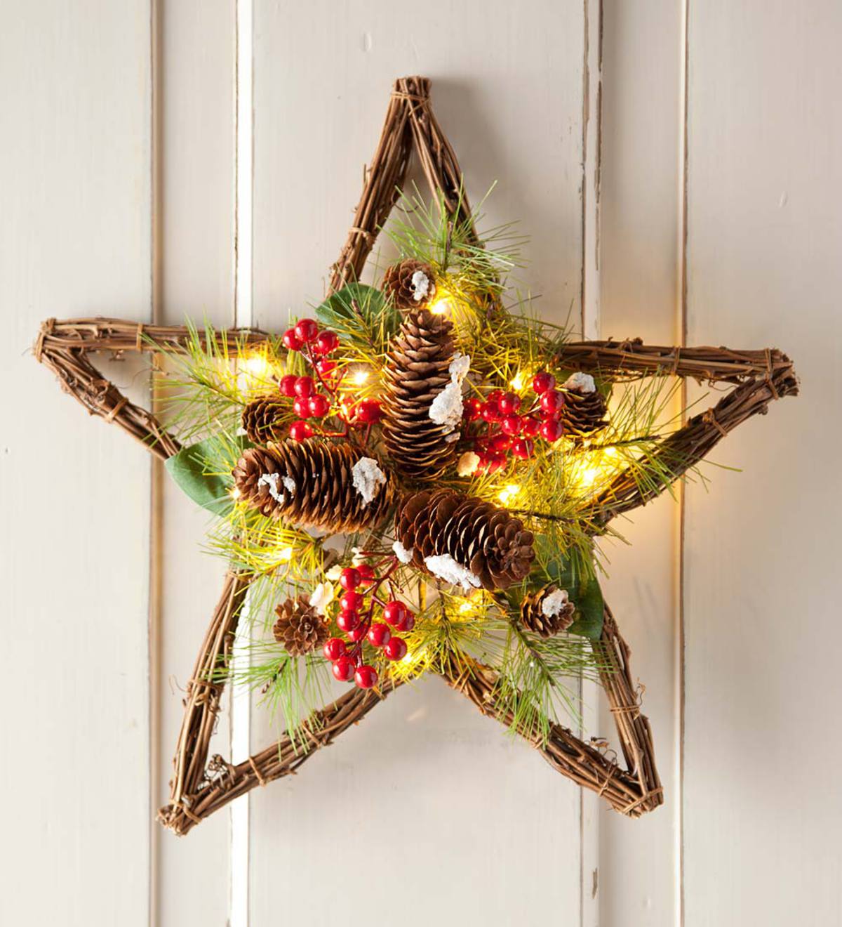 Lighted Pine Cone Star Holiday Accent