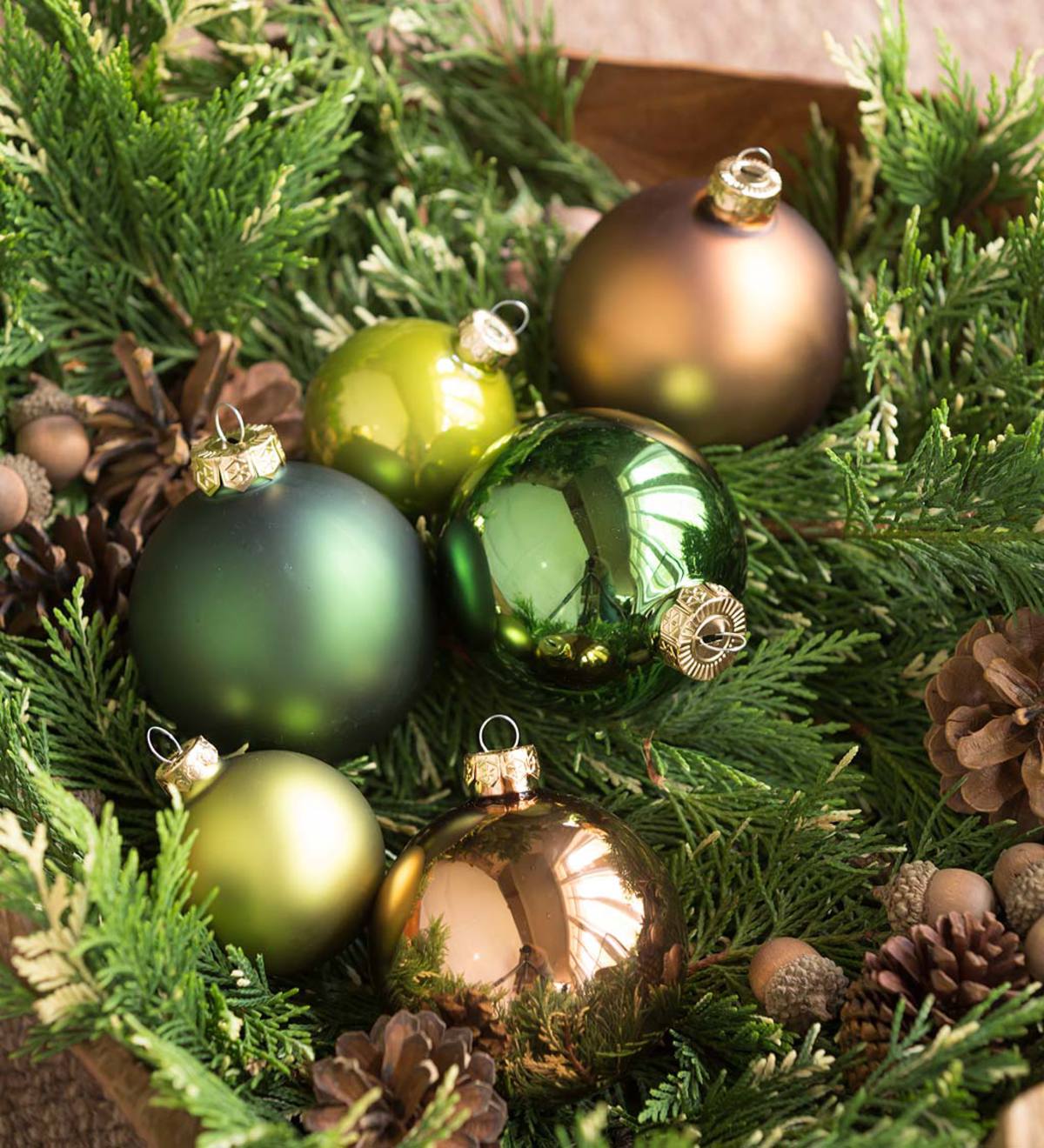 Woodland Glass Christmas Tree Ornaments, Set of 42