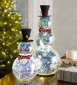 Glass Snowman with 3D Light Effects, Tall