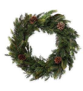 Large Holiday Mixed Faux Greenery Wreath, 23½" dia.