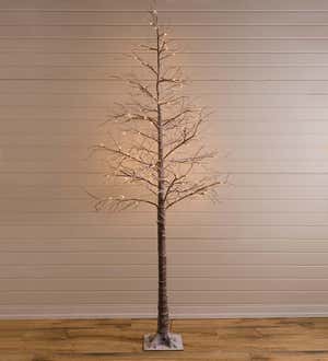 Small Indoor/Outdoor Snowy Lighted Tree, 4'H with 48 Lights