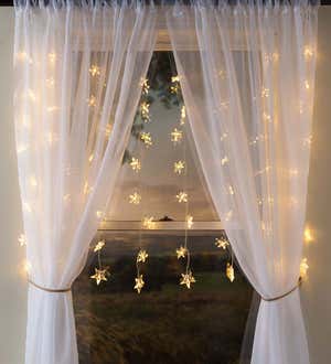 Electric Star Curtain Lights on Clear Wire, 64 Lights, 42"L