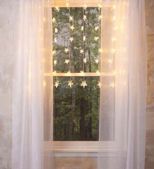 Electric Star Curtain Lights on Clear Wire, 64 Lights, 42"L