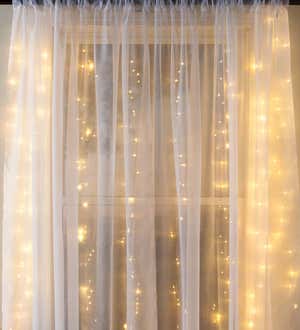 Electric Micro LED Curtain Lights on Silver Wire, 320 Lights