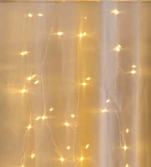 Electric Micro LED Curtain Lights on Silver Wire, 160 Lights