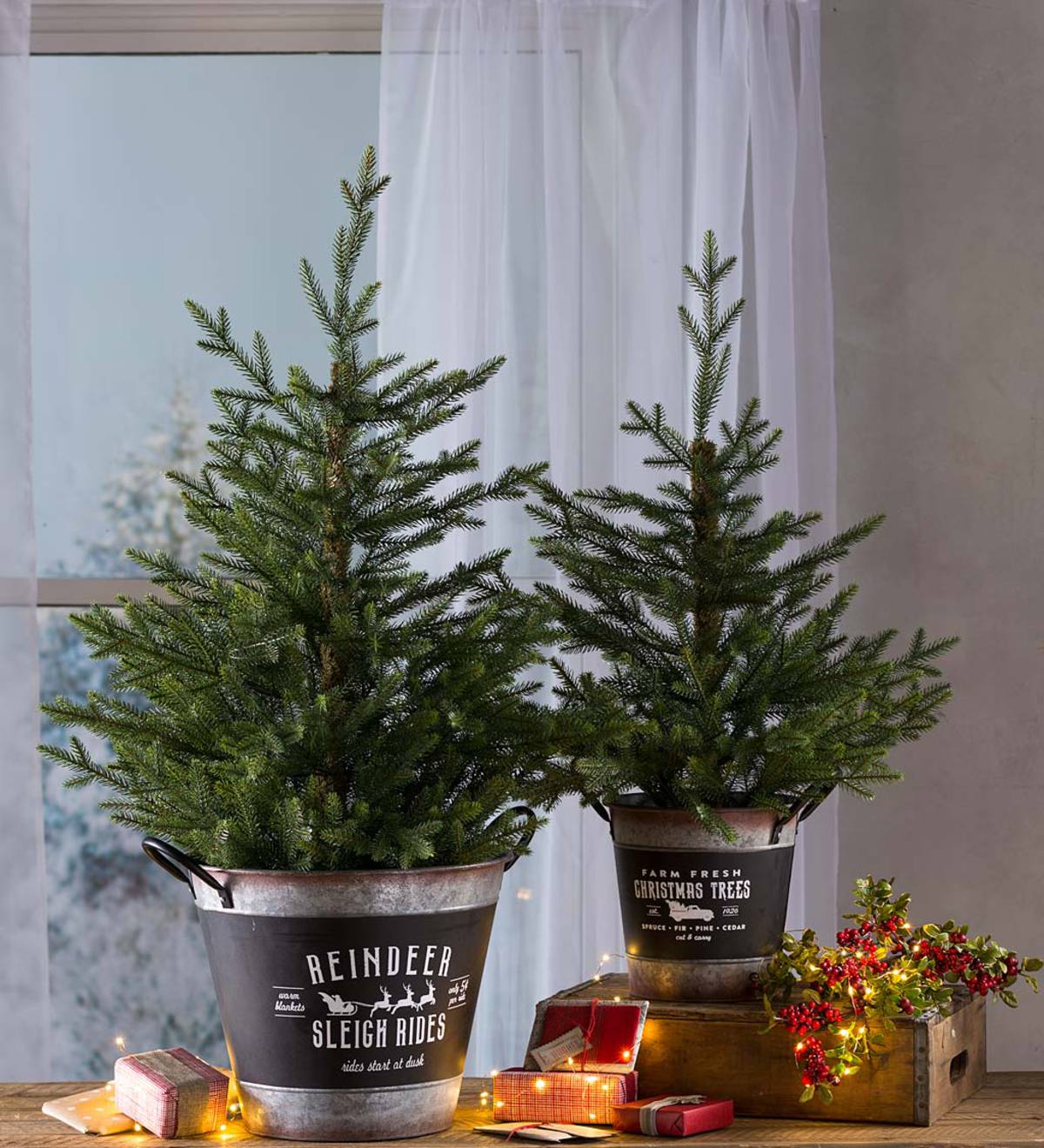 Large Holiday Galvanized Bucket with Chalkboard Design