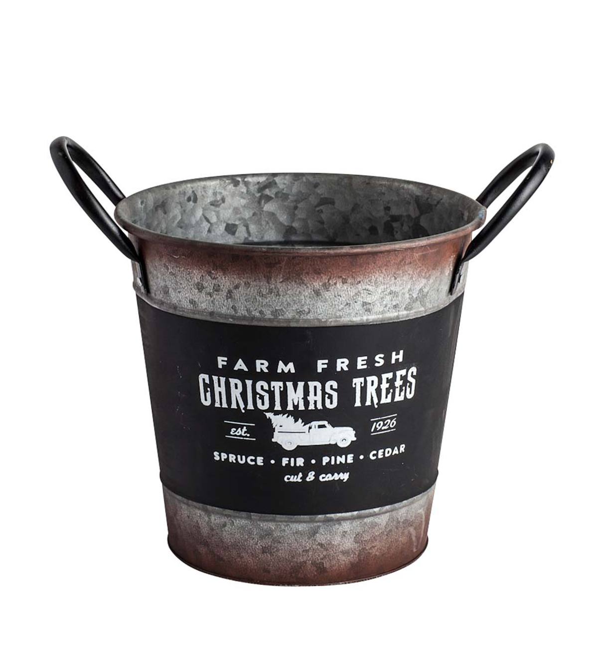 Holiday Galvanized Bucket with Chalkboard Design